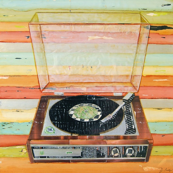 Vinyl Retro Record Player Art PRINT or CANVAS wall decorretro