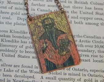 Saint Haralambos necklace Patron Saint of Bees and Beekeepers Saint jewelry Mixed Media Jewelry
