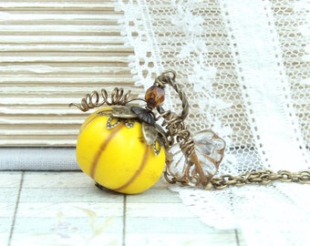 Pumpkin Necklace Halloween Necklace Fall Jewelry Autumn Necklace Pumpkin Jewelry Thanksgiving Necklace