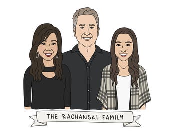 Family Portrait Mothers Day Gift Custom Illustration - Gift for Mom, Custom Portrait, Custom Family Illustration, Custom Family Portrait,