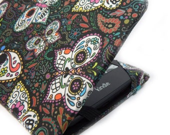 cute Kindle Cover - Sugar Skull Butterflies - Kindle Voyage cover, Touch, Paperwhite, Kindle Fire 6", Kobo Touch hardcover eReader case
