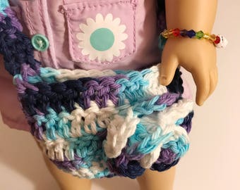 18 inch doll purse | crocheted doll purse | crocheted purse | floral purse | american girl doll purse