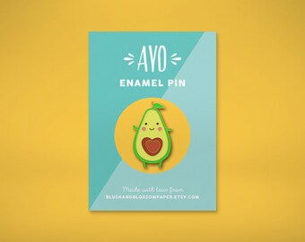 Avocado Enamel Pin, Vegan Enamel Pin, Kawaii Pin, Cute Enamel Pin, Vegetarian Enamel Pin, Lapel Pin, Food Enamel Pin, Enamel Pin Badge