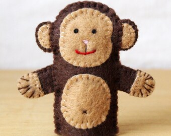 Felt finger puppet, monkey, animal puppet, storytime puppet