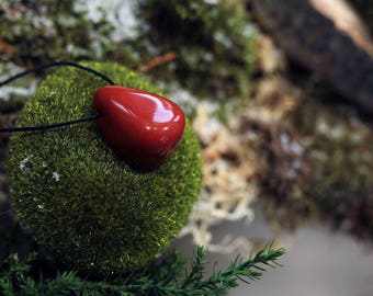 Jasper red A drilled tumble stone pendant