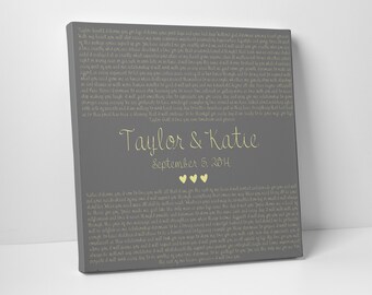 Wedding Gift, Wedding Vows on Canvas, Valentines Day Gift