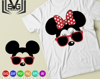 Mickey and Minnie with sunglasses SVG - Mickey mouse svg - Minnie mouse svg - Disney cut files - Mickey mouse clipart - cricut cut files
