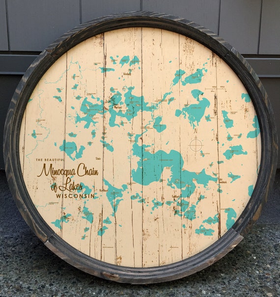 Minocqua Chain of Lakes WI Map Barrel End