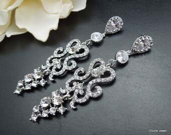 bridal earrings, chandelier bridal earrings, rhinestone earrings, wedding earrings, crystal bridal earrings, statement earrings OLIVIA
