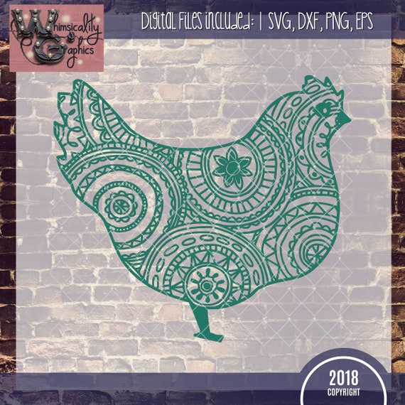Download Mandala Chicken Design with SVG DXF PNG Eps Commercial