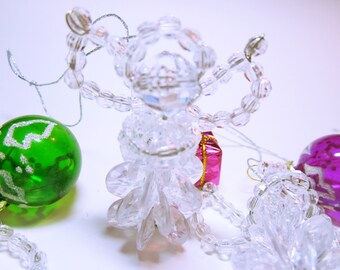 Angel HAND BEADED Angel Christmas Ornament Angel Holiday Decor Beaded Angel Hanger Set Of 10