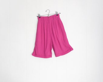 Vintage Shorts - High Waisted Shorts - 80s Shorts - 80s Clothing Women - Baggy Shorts - Boho Hippie - Mom Shorts - 1980s - Hot Pink