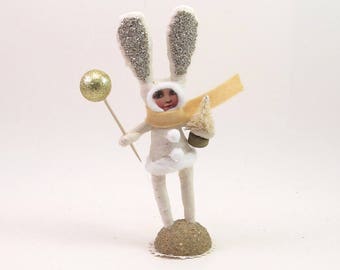 READY TO SHIP Vintage Inspired Spun Cotton Bundled Bunny Child Figure