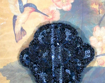 Black Beaded Sequined Applique