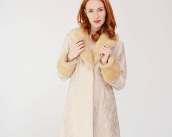 90s Does 70s Coat - Faux Fur, Teal and Silver, Penny Lane, Fall, 1990s