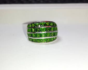 Chrome Diopside Sterling Silver Ring, Natural Gemstone Ring