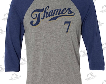 Eric Thames 3/4-Sleeve Baseball Shirt for Milwaukee Brewers fans