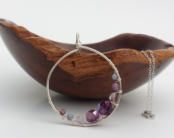 Purple Swarovski Crystal Circle Pendant