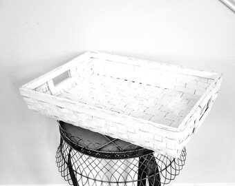 Large Vintage Woven Wooden Tray