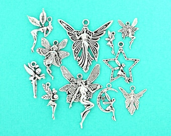 Fairy Charm Collection Antique Silver Tone 11 Different Charms - COL107