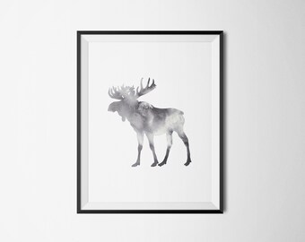 Moose print | Etsy