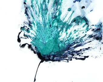 Flower Painting, Blue Artwork, Original Art, Abstract Floral