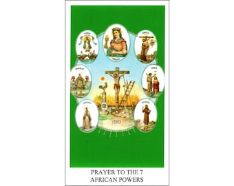 5 Seven African Powers (Siete Potentias) Holy Cards / Prayer Cards (F-EE)