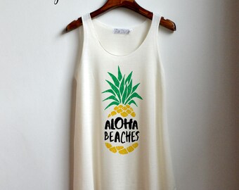 Beach Shirt - Pineapple Tank Top - Pineapple Shirt - bikini Clothing Tank Top Womens
