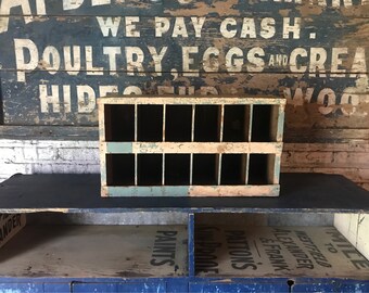 Vintage Garage Cubby 12-Slot Sorter Chippy Paint Rustic Home Decor