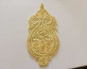 Print 25 * 11 cm metallic embroidered applique