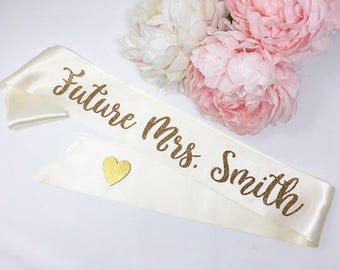 Personalized Bride To Be Sash, Future Mrs. Sash, Bachelorette Sash, Bachelorette Party, Bridal Shower, Bride To Be, SMBRCOR