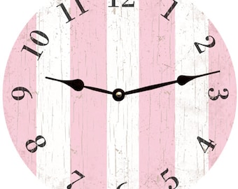 Pink Clock-Pink Striped Clock