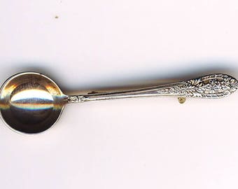Vintage Fine Arts Sterling Silver Spoon Crown Princess Lapel Pin Brooch Collectible Miniature