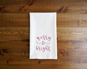 Merry & Bright Decorative Kitchen Towels - Unbleached Cotton Muslin