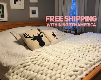 Vegan Chunky Knit Blanket - custom arm knit blankets ***Free Standard Shipping***