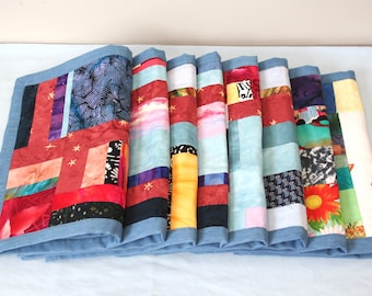 Handmade Fabric Placemats, Set of 8, Colorful Patchwork Fabric Design, Table Mats