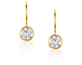 Earrings, Drop earrings, Solitaire drops in Rose Gold, Cubic Zirconia solitaire, Bridesmaid Gift, Best women gift, Dainty earrings,