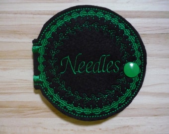 Sewing Needle Case,sewing gift,quilter,needle case,machine embroidery,pin holder,wool felt,needle and thread