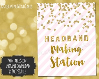 Printable Headband Making Station Instructions and Sizes Sign