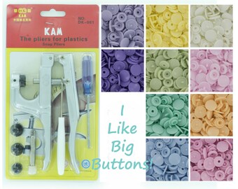 100 Kam Plastic Snaps & Pliers STARTER PACK for Diapers/Bibs/Nappies/KAM Snap (Pick 1 Pack or 10 Colors of Your Choosing)