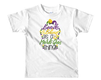Beads and Bling it's a Mardi Gras Thing Short sleeve kids t-shirt