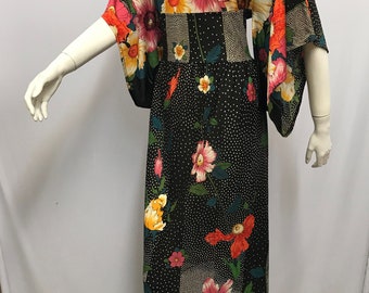 Vintage 1970'S Maxi Dress Kimono Sleeves NORMA DELLA LEGGE Made in Italy