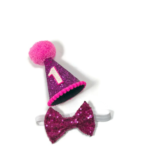 Large Dog Party Hat and Bow Tie || Large Party Hat | Pink Hat Birthday || Busters Party Shop || Dog Collar || Dog Costume