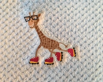 Giraffe Skating Embroidery Design