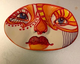 clay face mask jewelry craft supplies handmade spirit oval faces woman mask polymer findings doll parts head mask stripes tribal