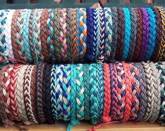 1 Braided HEMP ANKLET - Choose Your Colors - Design a 1, 2, or 3 color Anklet - Braided Hippie Surfer Hemp Anklets - Men, Women, & All Ages