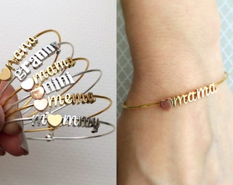 Mother's Day Gift - Personalized Bangle Bracelet, Mama Bracelet, Mommy Bangle, Mother's Day Gift Bracelet Personalized Initial, Gift for Mom