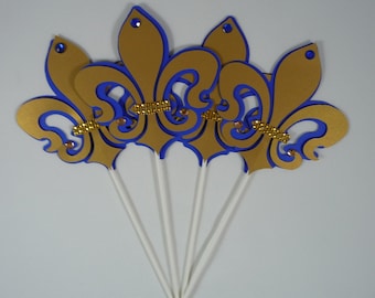Fleur de Lis centerpieces, Royal Blue andgold, Royal Fleur de lis, Paris Fleur de Lis