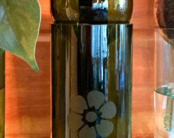 Wine Bottle Planter-Green Glass