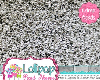 2mm Silver Crimp Beads - 2mm Crimp Beads - Crimp Tube Beads - Crimp Barrel Beads - Silver Tone Crimp Bead - Silver Plated - Nickel FREE